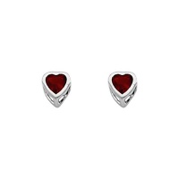.925 Sterling Silver Rhodium Plated 4mm January Birthstone Heart Bezel CZ Solitaire Basket Stud Earrings for Baby and Children & Women with Screw-back (Garnet, Deep Red) .925 Sterling Silver Rhodium Plated 4mm January Birthstone Heart Bezel CZ Solitaire Basket Stud Earrings for Baby and Children & Women with Screw-back (Garnet, Deep Red)