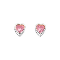 .925 Sterling Silver Rhodium Plated 5mm October Birthstone Heart Bezel CZ Solitaire Basket Stud Earrings for Baby and Children & Women with Screw-back (Pink Tourmaline, Light Pink) .925 Sterling Silver Rhodium Plated 5mm October Birthstone Heart Bezel CZ Solitaire Basket Stud Earrings for Baby and Children & Women with Screw-back (Pink Tourmaline, Light Pink)