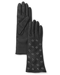 Grommets lend urban edge to these supple leather gloves from Labonia; the cashmere lining ensures luxe warmth. Grommets lend urban edge to these supple leather gloves from Labonia; the cashmere lining ensures luxe warmth.