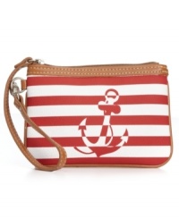 Sail the the high-seas of great style with this adorable nautical design from Nine West. A striped exterior with contrast trim and center detail will add a splash of fun to any ensemble. Sail the the high-seas of great style with this adorable nautical design from Nine West. A striped exterior with contrast trim and center detail will add a splash of fun to any ensemble.
