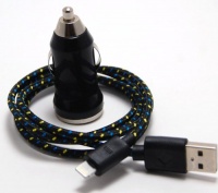Black 3ft 8 pin to USB Braided High Quality Durable Charging / Data Sync Cable + USB Car Adapter fits iPhone 5 Black 3ft 8 pin to USB Braided High Quality Durable Charging / Data Sync Cable + USB Car Adapter fits iPhone 5
