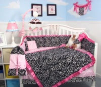 SoHo Pink with Black & White Zebra Chenille Crib Nursery Bedding 10 pcs Set SoHo Pink with Black & White Zebra Chenille Crib Nursery Bedding 10 pcs Set