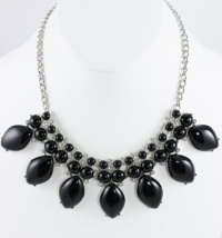 Macy's Necklace, 14 Silver-Tone Black Cabachon with Crystal Accents Statement Necklace Macy's Necklace, 14 Silver-Tone Black Cabachon with Crystal Accents Statement Necklace