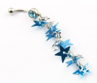 Bodyart 316L Stainless Steel 14 Guage Blue Multi Star Dangle Belly Ring Bar Navel Ring Button Jeweled 14g 7/16 Bodyart 316L Stainless Steel 14 Guage Blue Multi Star Dangle Belly Ring Bar Navel Ring Button Jeweled 14g 7/16