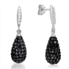 Sterling Silver Dangle Earrings with Black and White Swarovski Crystals