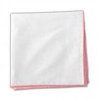 White Cotton Pocket Square with Pink Border White Cotton Pocket Square with Pink Border