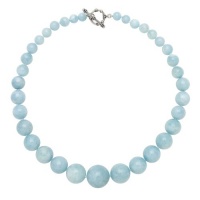 .925 Sterling Silver Graduated Aquamarine Necklace QN-10841-AM .925 Sterling Silver Graduated Aquamarine Necklace QN-10841-AM