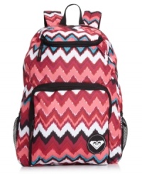 Pack it in and hit the road with this roomy road warrior from Roxy. The intuitively functional design features a bold pattern, plenty of pockets and adjustable shoulder straps for effortless on-the-go style. Pack it in and hit the road with this roomy road warrior from Roxy. The intuitively functional design features a bold pattern, plenty of pockets and adjustable shoulder straps for effortless on-the-go style.