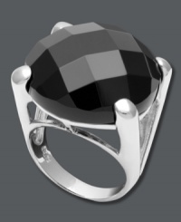 Punctuate your look with a bold drop. This polished design features a round-cut onyx gemstone (25 mm) set in a four-prong sterling silver setting. Size 7. Punctuate your look with a bold drop. This polished design features a round-cut onyx gemstone (25 mm) set in a four-prong sterling silver setting. Size 7.