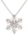 XPY Sterling Silver Diamond Snowflake Pendant Necklace (.03cttw, I-J Color, I2-I3 Clarity), 18