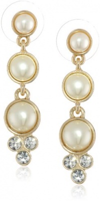 Anne Klein Stafford Gold-Tone Pearl Cream Triple Drop Earrings Anne Klein Stafford Gold-Tone Pearl Cream Triple Drop Earrings