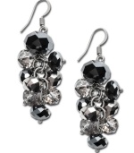 Add a hint of sparkle in midnight hues. Dark and mysterious earrings by Ali Khan feature jet black and gray glass beads set in hematite tone mixed metal. Approximate drop: 2-1/4 inches.