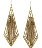 Frame your face. A splayed chain design adorns the middle of these intricately-framed drop earrings by BCBGeneration. Crafted in gold tone mixed metal. Approximate drop 3 inches.