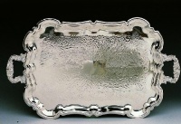 SILVER PLATED PRINCESS TRAY WITH HANDLES SILVER PLATED PRINCESS TRAY WITH HANDLES