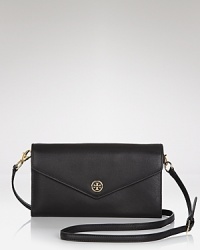 Globetrotting gets glamorous with this Tory Burch wallet, which features an expandable design and well-organized interior, finished in Saffiano leather. Globetrotting gets glamorous with this Tory Burch wallet, which features an expandable design and well-organized interior, finished in Saffiano leather.