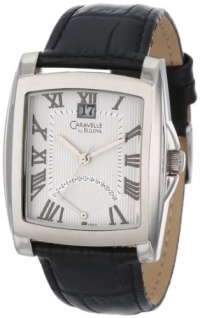 Caravelle by Bulova Men's 43B008 Leather Strap Silver and White Dial Watch Caravelle by Bulova Men's 43B008 Leather Strap Silver and White Dial Watch