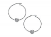 Giani Bernini Sterling Silver Earrings, Sparkle Bead Hoop Earrings Giani Bernini Sterling Silver Earrings, Sparkle Bead Hoop Earrings