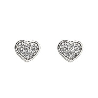.925 Sterling Silver Rhodium Plated Heart CZ Stud Earrings with Screw-back for Children & Women .925 Sterling Silver Rhodium Plated Heart CZ Stud Earrings with Screw-back for Children & Women