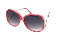 Square Oversized Womens Sunglasses with Curved Metal Temple (Pink) Square Oversized Womens Sunglasses with Curved Metal Temple (Pink)