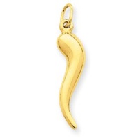New 14K Y Gold Large 3-D Italian Horn Charm New 14K Y Gold Large 3-D Italian Horn Charm