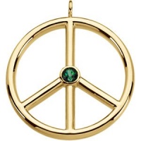 CleverEve 2013 Fall Winter Luxury Series 14K Yellow Gold 8.70 grams Genuine Topaz Peace Sign Pendant 04.00 mm