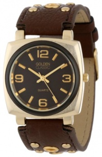 Golden Classic Women's 2267_brown Off the Cuff Vintage Leather Studded Band Watch