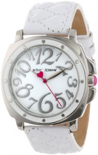 Betsey Johnson Women's BJ00044-01 Analog White Quilted Heart Strap Watch Betsey Johnson Women's BJ00044-01 Analog White Quilted Heart Strap Watch