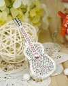 Shiny Crystal Diamond Guitar USB Flash Drive with Necklace:8GB(Silver)