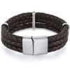 Mens Triple Layer Brown Woven Leather Bracelet