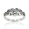 925 Oxidized Sterling Silver Celtic Knot Heart Triquetra Trinity Endless Band Ring for Women (Available in size 6, 7, 8, 9)- Nickel Free