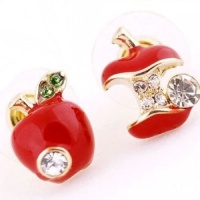 DaisyJewel Asymmetrical Once Upon a Time Snow White & the Evil Queen Red Poison Apple Stud Earrings with Gold Trim and Sparkly Green & White Diamond Like Crystal Elements - Skin-Safe & For Pierced Ears - Top Seller Mega Clearance Sale DaisyJewel Asymmetrical Once Upon a Time Snow White & the Evil Queen Red Poison Apple Stud Earrings with Gold Trim and Sparkly Green & White Diamond Like Crystal Elements - Skin-Safe & For Pierced Ears - Top Seller Mega Clearance Sale