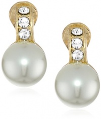 Anne Klein Sharrots Gold-Tone White Pearl Clip-On Earrings Anne Klein Sharrots Gold-Tone White Pearl Clip-On Earrings