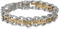 Men's Stainless Steel Cross Railroad Bracelet, 8.5 Men's Stainless Steel Cross Railroad Bracelet, 8.5