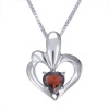 7mm 1.30 CT Garnet Heart Pendant In Sterling Silver with 18 Chain