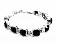 Monet Jet & Rhinestone Silver-tone Link Bracelet Monet Jet & Rhinestone Silver-tone Link Bracelet