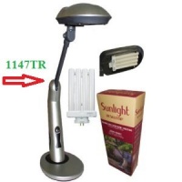 Sunlight Desk Lamp Natural Full Spectrum Sun Light. Simulates Daylight. 150Watt Output uses 27 Watts. Touch On/Off Switch. Sunlight Desk Lamp Natural Full Spectrum Sun Light. Simulates Daylight. 150Watt Output uses 27 Watts. Touch On/Off Switch.