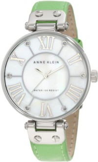 Anne Klein Women's 10/9919MPLG Silver-Tone Green Leather Strap Watch Anne Klein Women's 10/9919MPLG Silver-Tone Green Leather Strap Watch