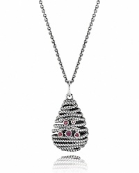 This modern pendant necklace from PANDORA features twisted sterling silver cable and bezel-set rhodolite stones for an out-of-the-box jewelry look. This modern pendant necklace from PANDORA features twisted sterling silver cable and bezel-set rhodolite stones for an out-of-the-box jewelry look.