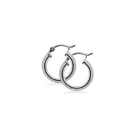 BDES005 3mm Thick 15mm Diameter Sterling Silver Hoop Earrings