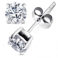 Authentic 925 Sterling Silver 4.00 Carat Round Diamond Cubic Zirconia Stud Earrings. 2.00 Carat Each Stone Authentic 925 Sterling Silver 4.00 Carat Round Diamond Cubic Zirconia Stud Earrings. 2.00 Carat Each Stone