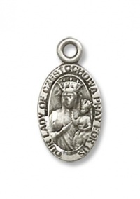 Sterling Silver Our Lady of Czestochowa Pendant Sterling Silver Lite Curb Chain Sterling Silver Our Lady of Czestochowa Pendant Sterling Silver Lite Curb Chain