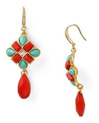 Jazz things up with this pair of coral and turquoise drop earrings from Carolee. Boasting an eye-catching array of stones, this pair adds a playful pop of color. Jazz things up with this pair of coral and turquoise drop earrings from Carolee. Boasting an eye-catching array of stones, this pair adds a playful pop of color.