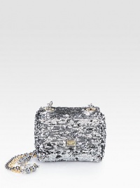 A beautiful evening essential crafted in Italy of light-catching sequins. Leather wrislet, 8½ dropTop zip closureOne inside zip pocketFully lined10½W X 6¾H X ¾DMade in Italy A beautiful evening essential crafted in Italy of light-catching sequins. Leather wrislet, 8½ dropTop zip closureOne inside zip pocketFully lined10½W X 6¾H X ¾DMade in Italy