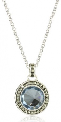 Judith Jack Color Pop Sterling Silver, Marcasite and Blue Spinel Disc Drop Pendant Necklace Judith Jack Color Pop Sterling Silver, Marcasite and Blue Spinel Disc Drop Pendant Necklace