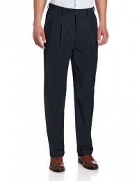 Louis Raphael Men's Column Weave Pleated With Hidden Extension Waistband Pant, Navy, 38x34 Louis Raphael Men's Column Weave Pleated With Hidden Extension Waistband Pant, Navy, 38x34
