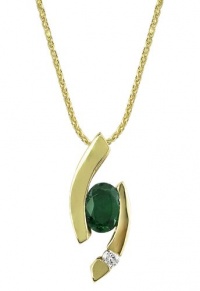 Effy Jewlery 14K Yellow Gold Emerald and Diamond Pendant, .77 TCW Effy Jewlery 14K Yellow Gold Emerald and Diamond Pendant, .77 TCW