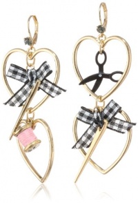 Betsey Johnson Paris is Always a Good Idea Heart Needle and Thread Drop Earrings Betsey Johnson Paris is Always a Good Idea Heart Needle and Thread Drop Earrings