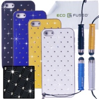 ECO-FUSED and reg Blue, Yellow, Black and White iPhone 5 Contoured BLING cases and 4 stylus and 2 Screen Protectors ECO-FUSED and reg MicroFiber Cleaning Cloth included - Verizon, AT&T ECO-FUSED and reg Blue, Yellow, Black and White iPhone 5 Contoured BLING cases and 4 stylus and 2 Screen Protectors ECO-FUSED and reg MicroFiber Cleaning Cloth included - Verizon, AT&T