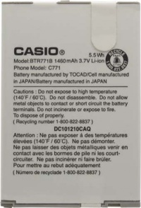 Casio BTR771B G'Zone Commando Battery - Original OEM - Non-Retail Packaging - White Casio BTR771B G'Zone Commando Battery - Original OEM - Non-Retail Packaging - White