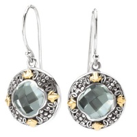 925 Silver & Green Amethyst Ornate Scroll Earrings with 18k Gold Accents 925 Silver & Green Amethyst Ornate Scroll Earrings with 18k Gold Accents
